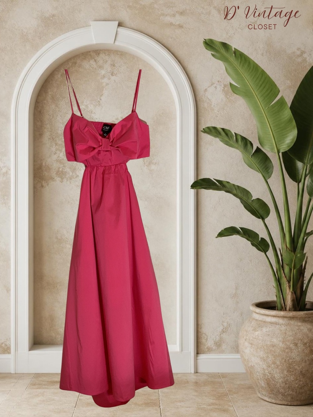 J. Crew Hot Pink Bow-Front Maxi Slip Dress